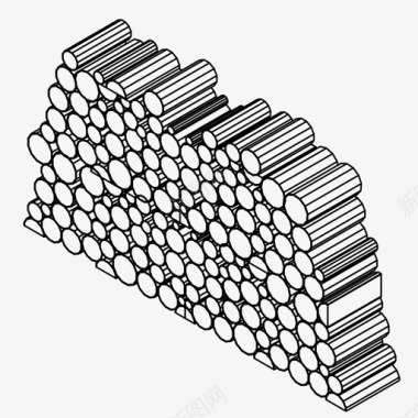木桩火原木图标图标