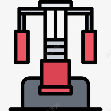 动感单车健身房胸部按压健身房78彩色图标图标