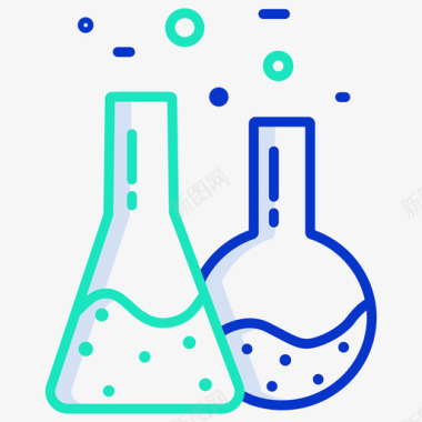 科学健康饮食试管科学技术5轮廓颜色图标图标