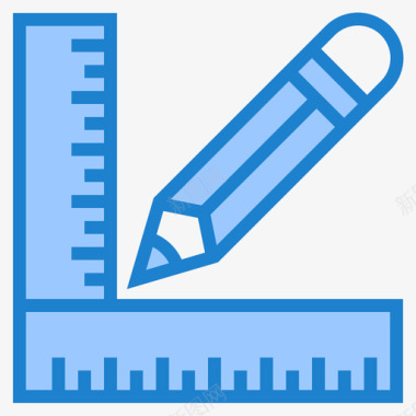 量尺子尺子文具和办公室23蓝色图标图标