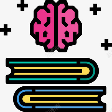知识全面知识大脑概念4线颜色图标图标