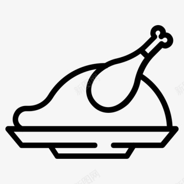 烤鸡背肉烹饪图标图标