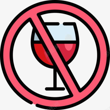 矢量信号图标禁止饮酒禁止信号5线性颜色图标图标