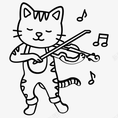 猫骗子小提琴图标图标