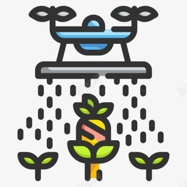 种植技术1图标无人机食品技术1线性颜色图标图标