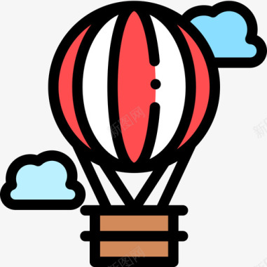 热气球旅行214线性颜色图标图标