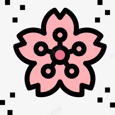 标志樱花樱花日本53线形颜色图标图标