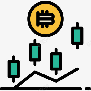 分析矢量图分析比特币105线性颜色图标图标