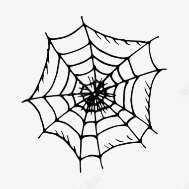 秋季新风尚蜘蛛网万圣节手绘图标图标