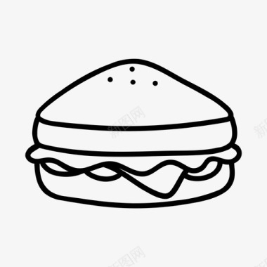 手绘三明治早餐快餐图标图标