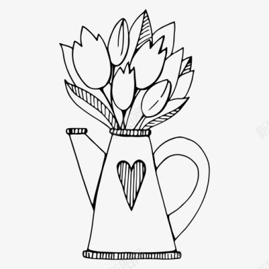 花心茶壶花束爱情图标图标