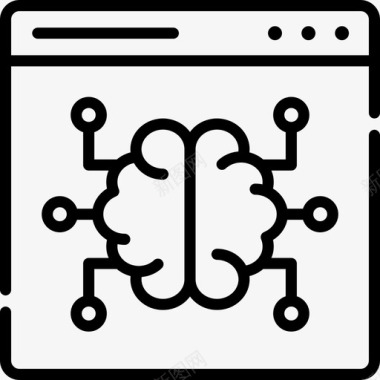 人工智能数字服务12线性图标图标