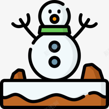 雪人冬季自然14线性颜色图标图标