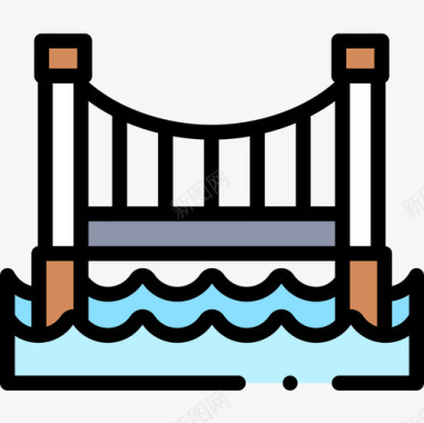 桥旅行214线性颜色图标图标