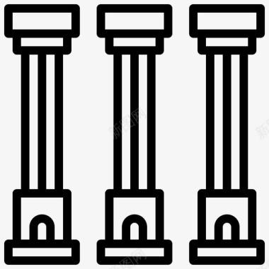 柱子艺术和爱奥尼亚柱图标图标