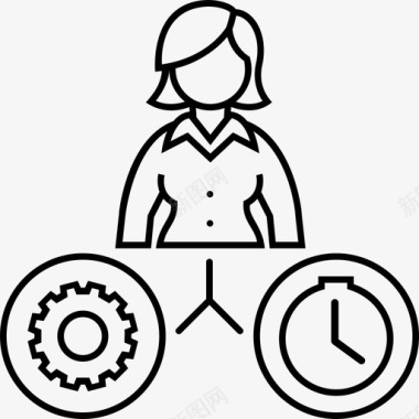 女人时间工作和时间工作装备图标图标