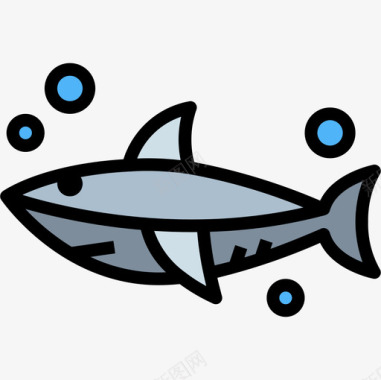 鲨鱼水族馆3线性颜色图标图标