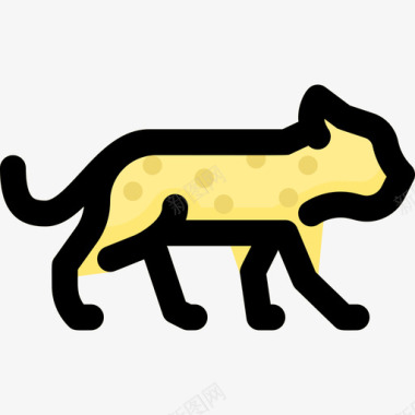 豹子野生动物7线形颜色图标图标