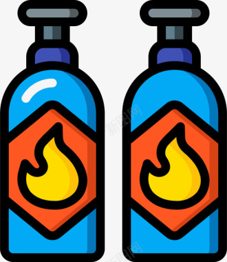 天然气火焰天然气石油和天然气4线性颜色图标图标