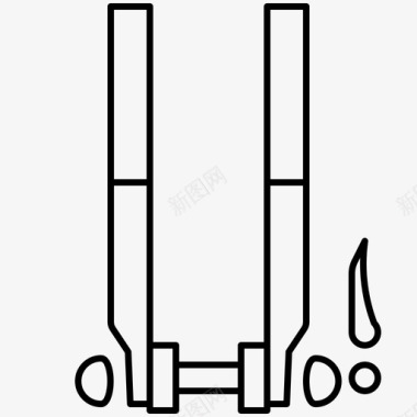 自行车碳纤维叉子图标图标