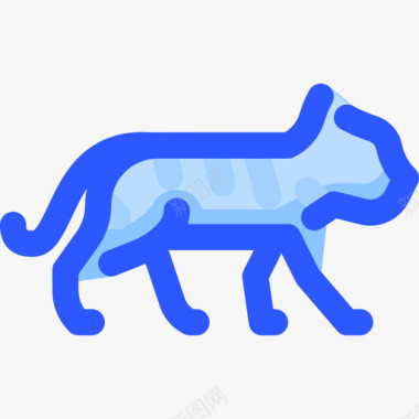 老虎野生动物8蓝色图标图标