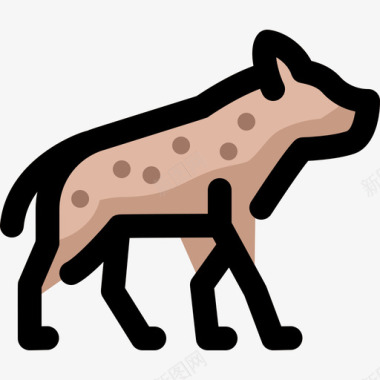 鬣狗野生动物7线形颜色图标图标