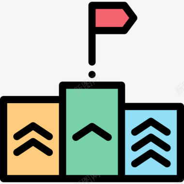 DIY领奖台领奖台成功56线性颜色图标图标