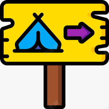 露营地公路旅行9线性颜色图标图标