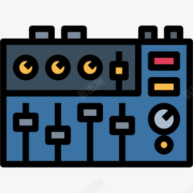 均衡器无线电台4线性彩色图标图标