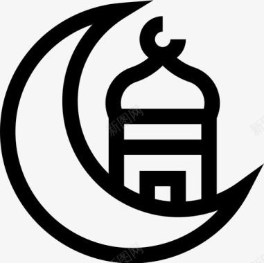 清真寺斋月6日直线图标图标