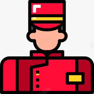 卡通酒店服务员服务员164号酒店直线颜色图标图标