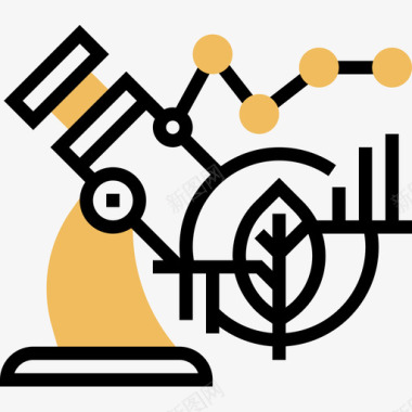 显微镜生物技术4黄色阴影图标图标