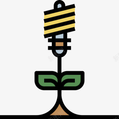 公共环境设计生态与环境灯泡8线颜色图标图标