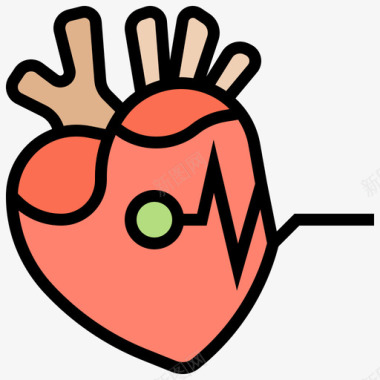 心脏波动图心脏过敏3线性颜色图标图标