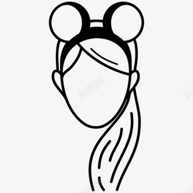 动物耳朵女孩头巾图标图标