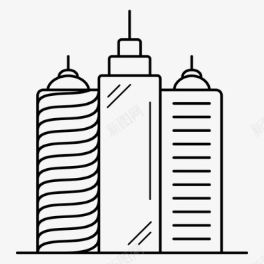 商业中心塔建筑物公司图标图标