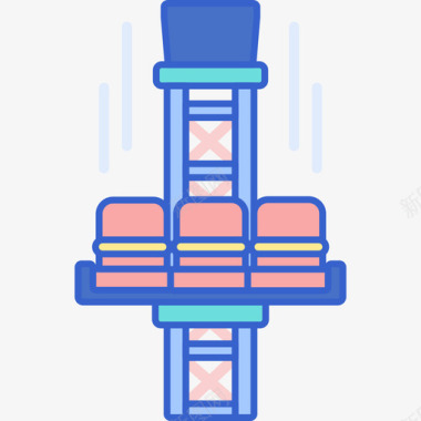 自由落体主题公园线性色彩图标图标