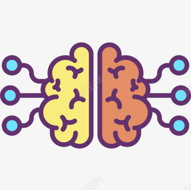 M54大脑人工智能54线性颜色图标图标