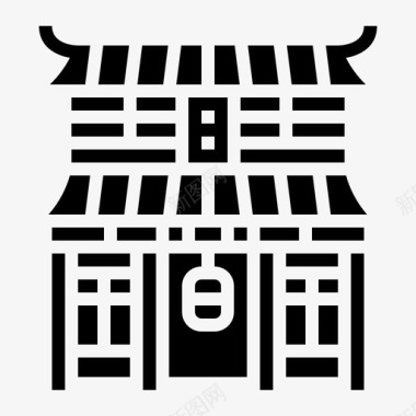 日本神殿实心图标图标