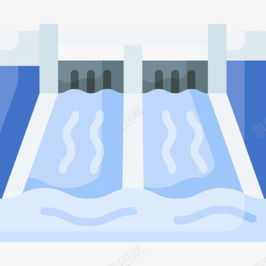 胡佛水坝水坝可再生能源30平坦图标图标