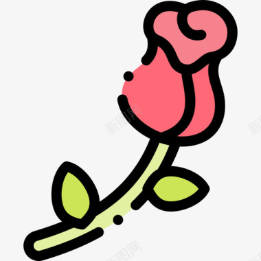 玫瑰母亲节20线性颜色图标图标