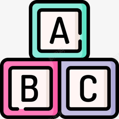 Abc婴儿淋浴19线性颜色图标图标