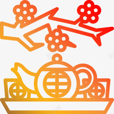茶壶中国传统渐变图标图标