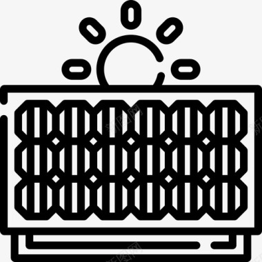 太阳恒星太阳能电池板可再生能源29线性图标图标