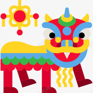 传统狮子狮子中国传统2扁平图标图标
