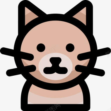 短毛猫猫品种2线性颜色图标图标