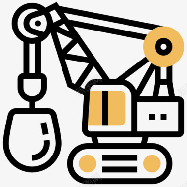 icon公众号重型车辆5号施工车黄色阴影图标图标