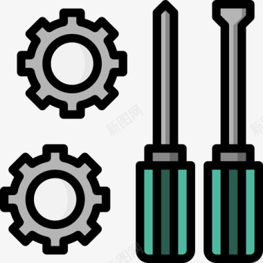 炫动生活齿轮生活方式31线性颜色图标图标