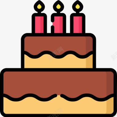 生日蛋糕蛋糕店97线性颜色图标图标