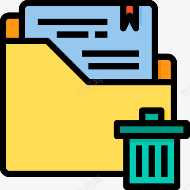 垃圾桶文件和文件夹3线性颜色图标图标
